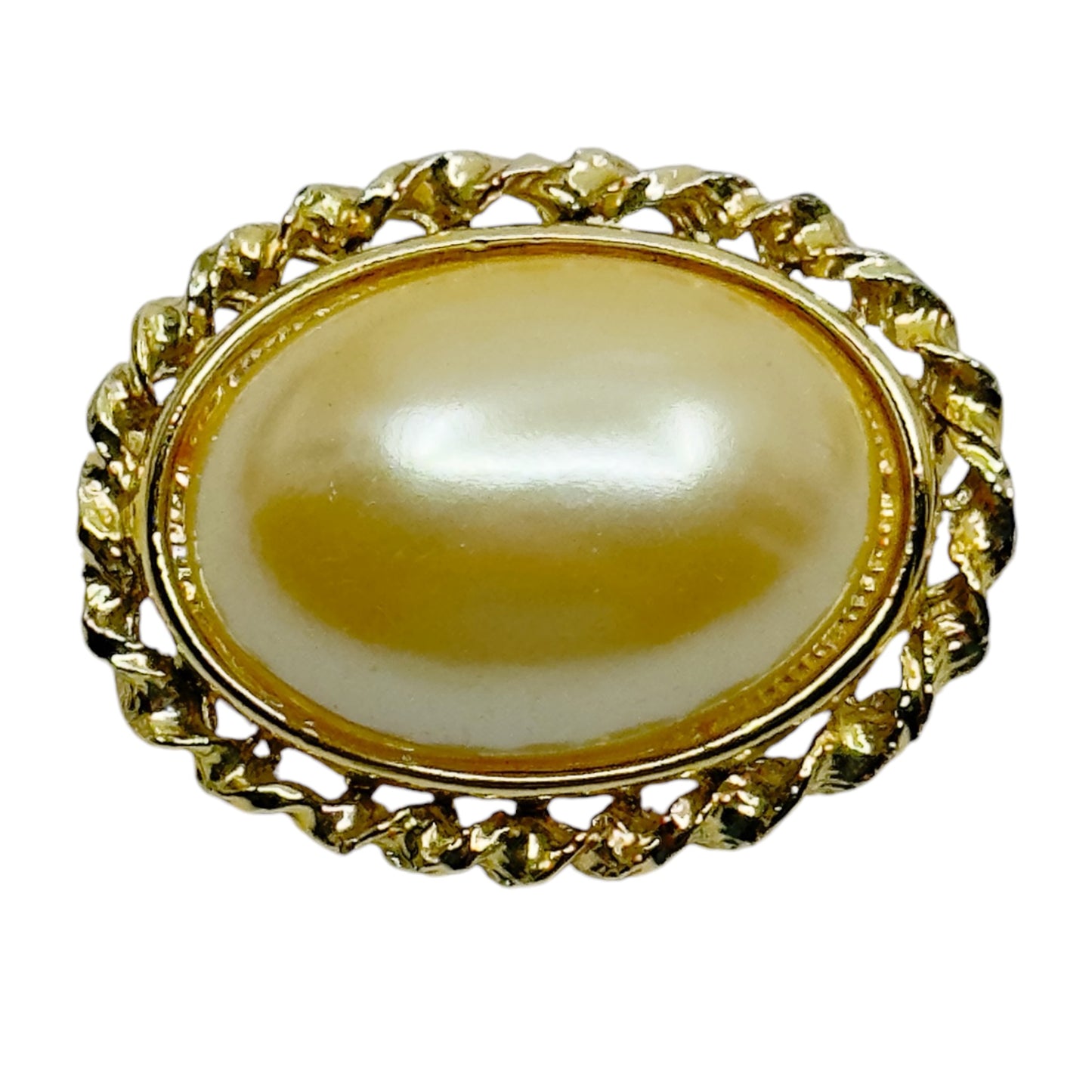 Vintage Gold tone Mabe Pearl brooch