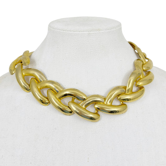 Vintage oversized gold tone necklace