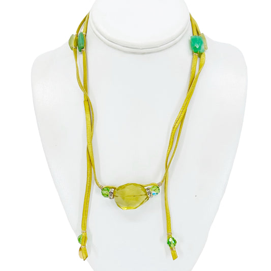 Rachel Abroms gemstone leather cord wrap necklace