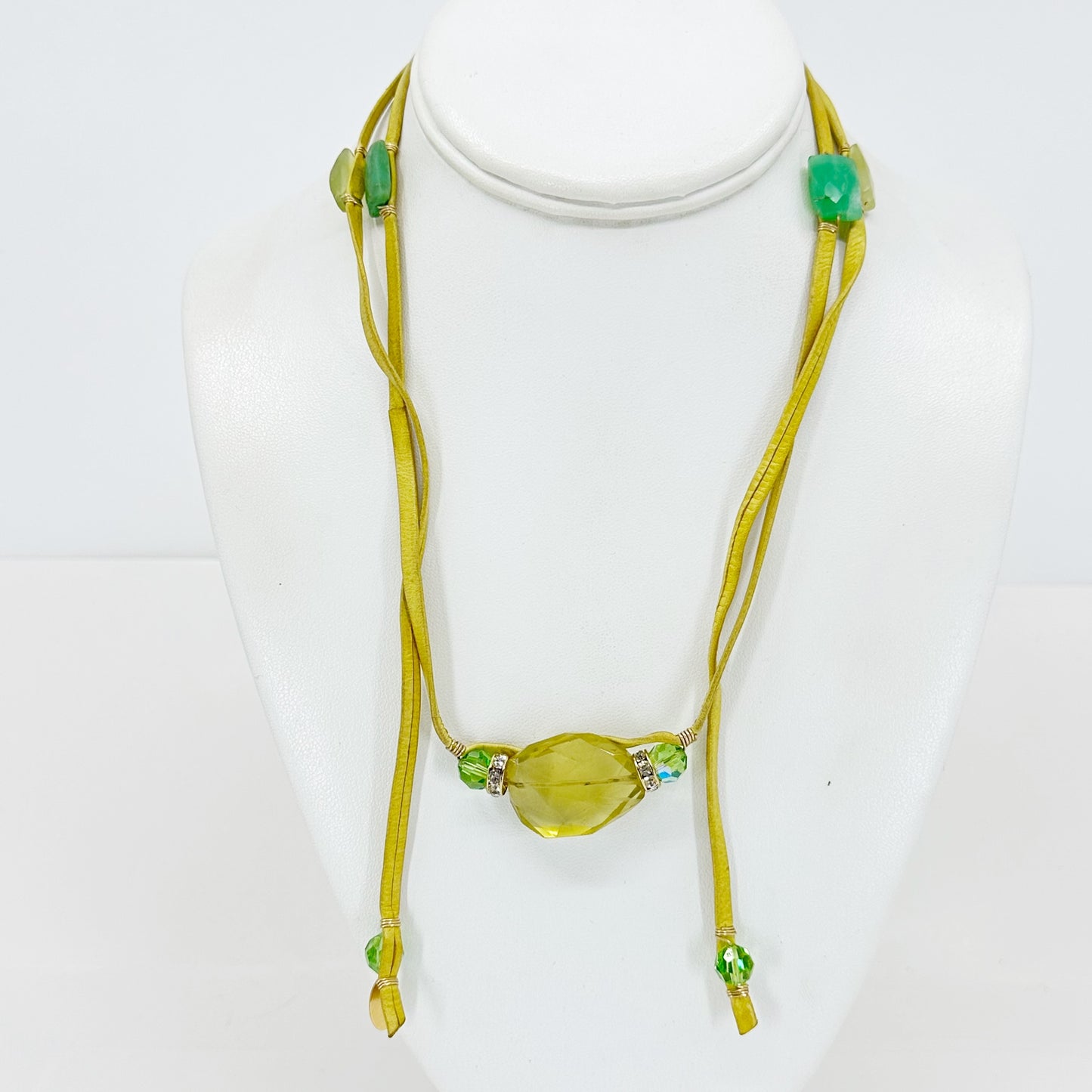 Rachel Abroms gemstone leather cord wrap necklace