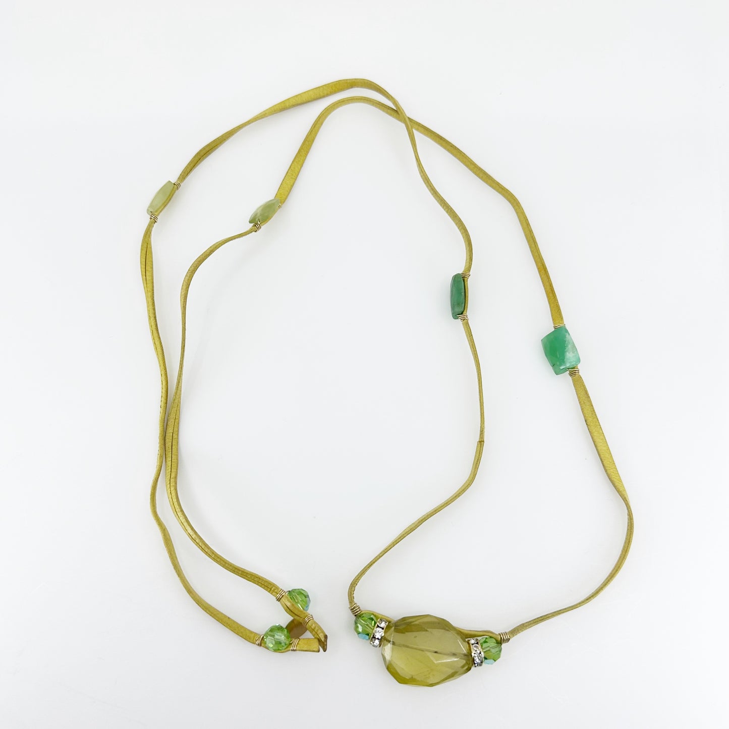 Rachel Abroms gemstone leather cord wrap necklace