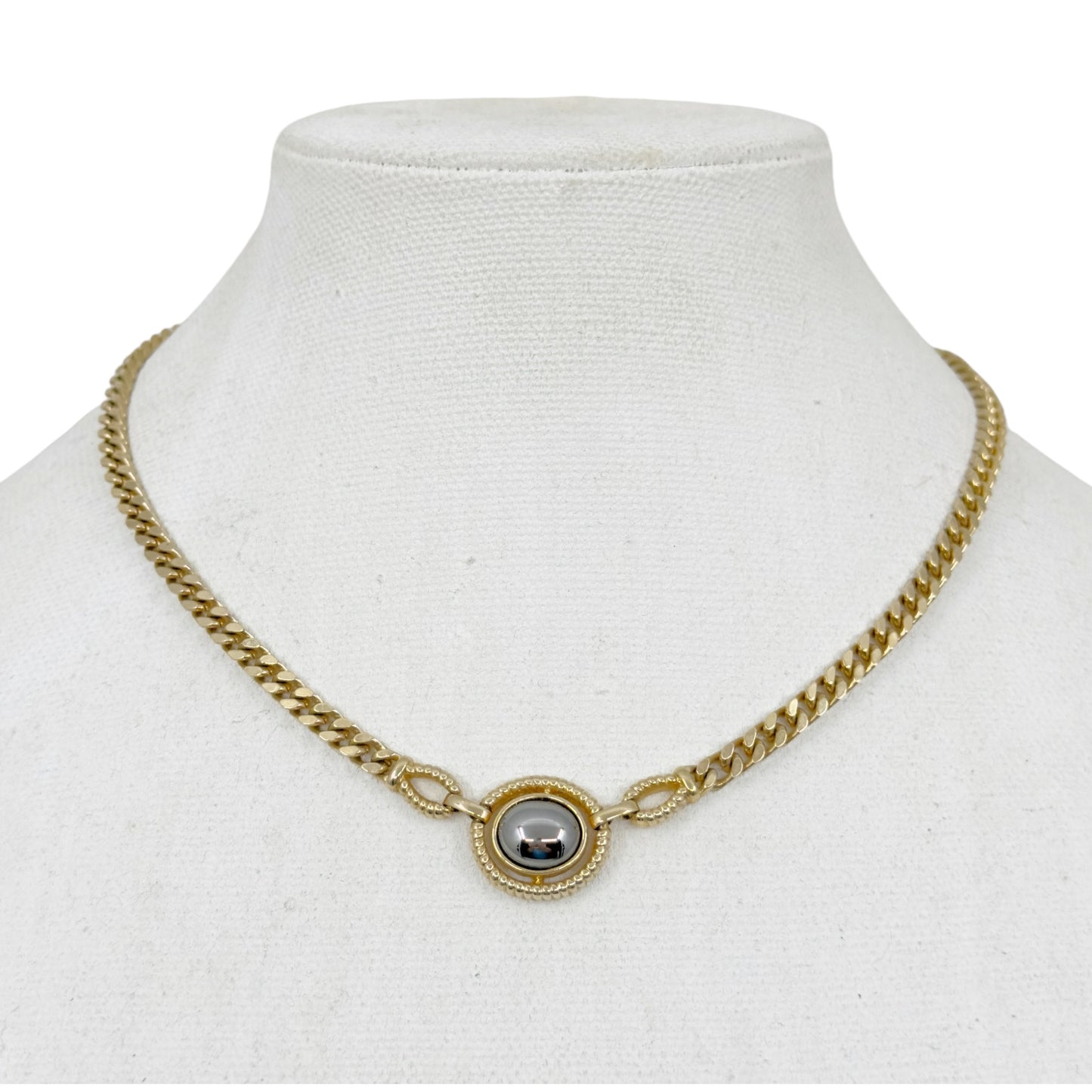 Louis Feraud Paris Gold Plated  Hematite pendant necklace