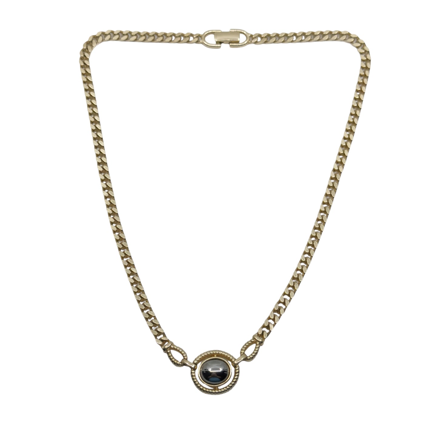 Louis Feraud Paris Gold Plated  Hematite pendant necklace