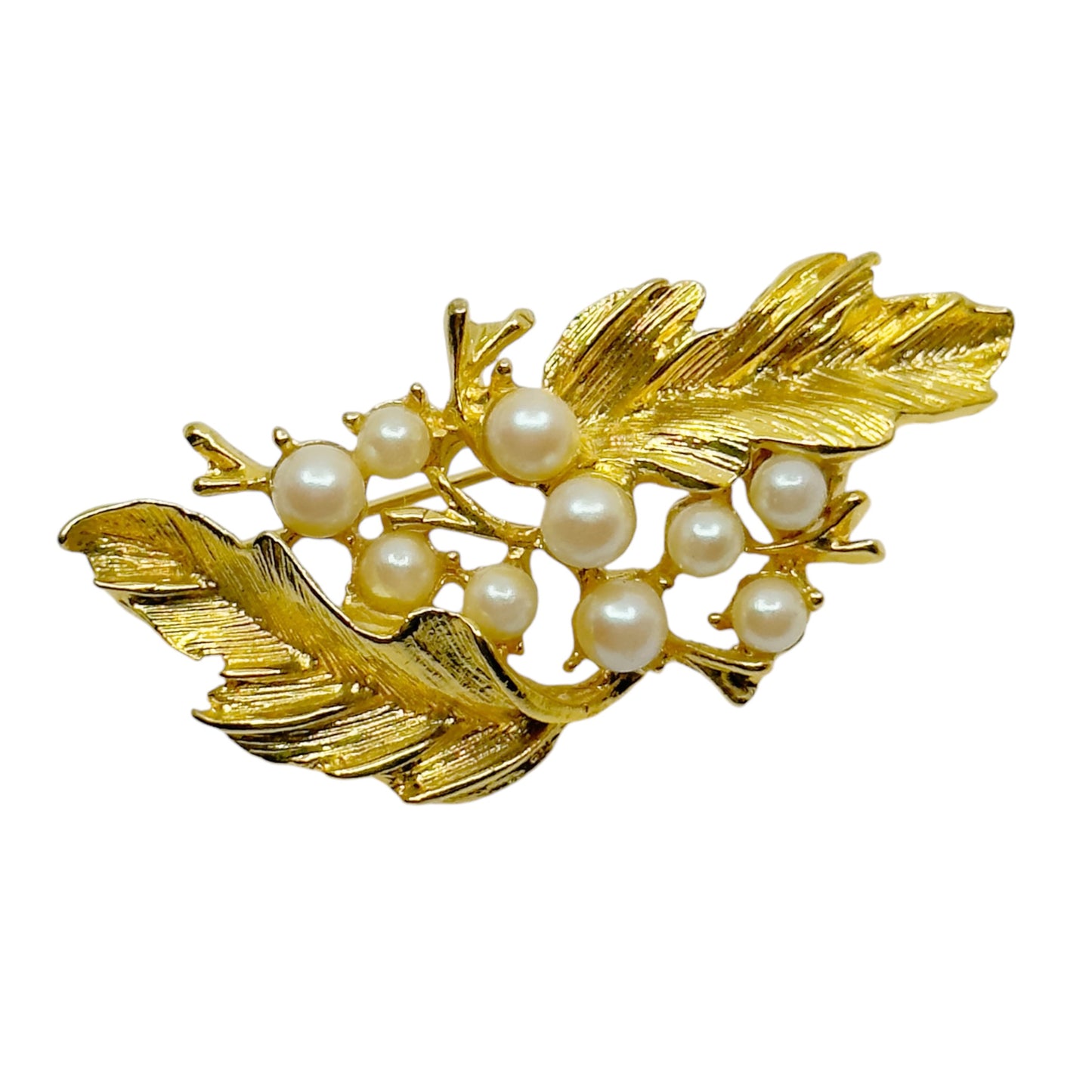 Vintage Gold Tone pearl brooch