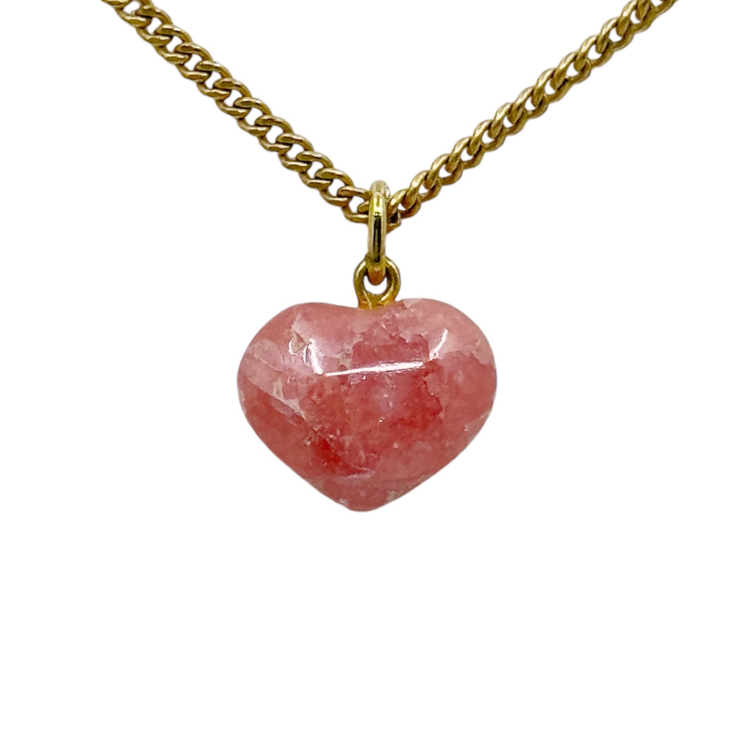 Gold filled rhodochrosite heart pendant