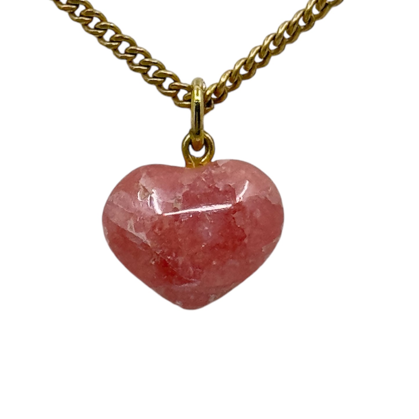 Gold filled rhodochrosite heart pendant