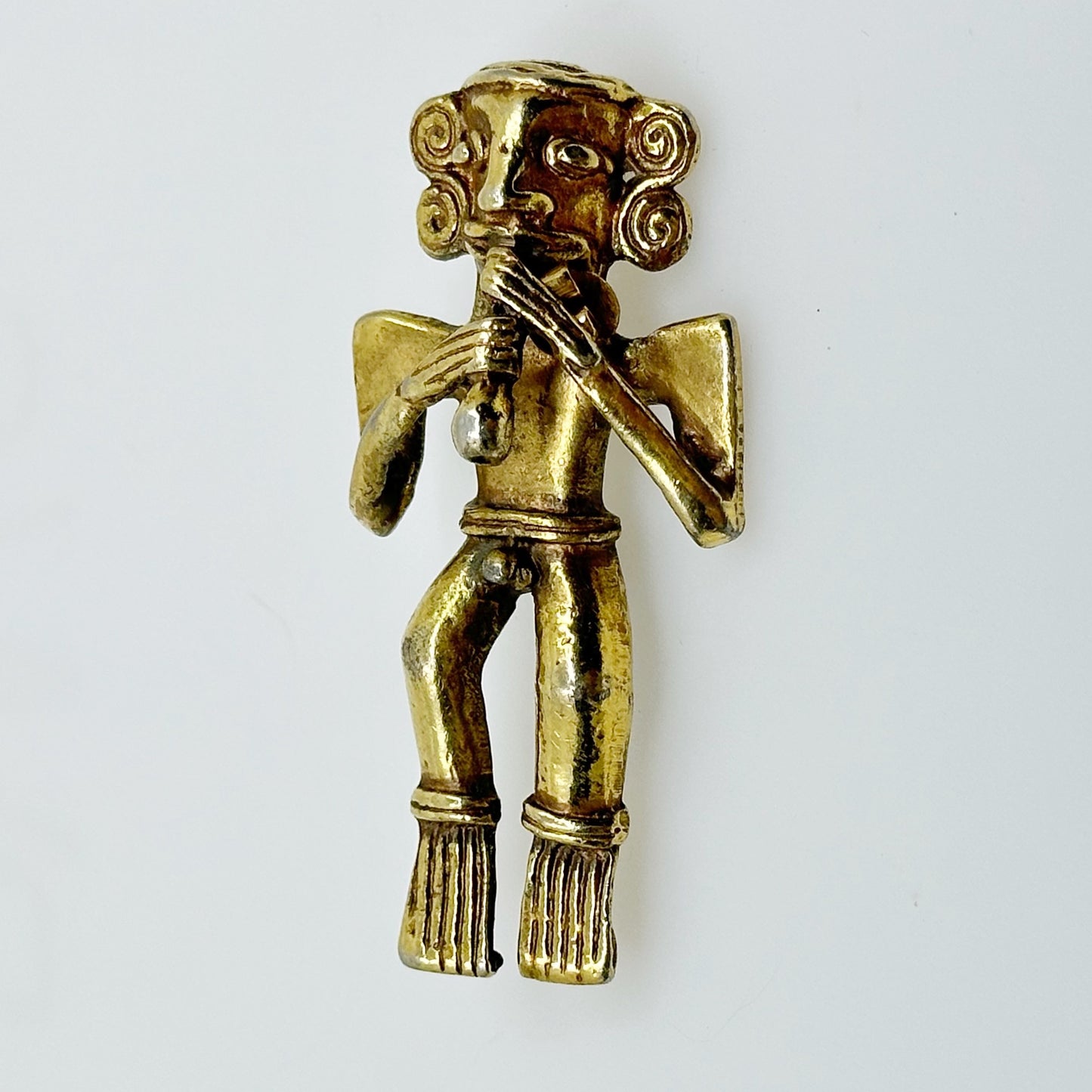 Alva Museum Reproduction Gold tone Flute Player Fertility Brooch