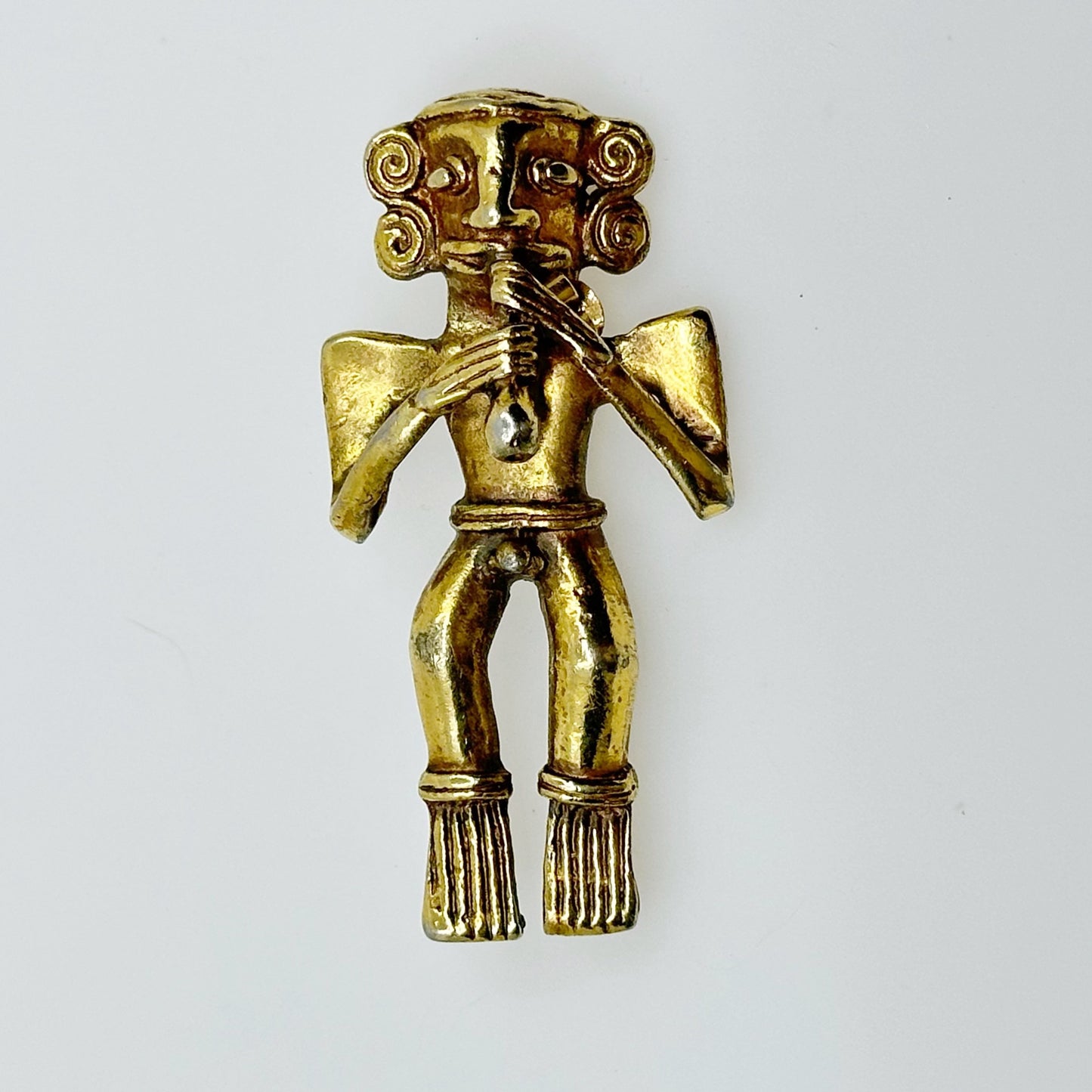 Alva Museum Reproduction Gold tone Flute Player Fertility Brooch