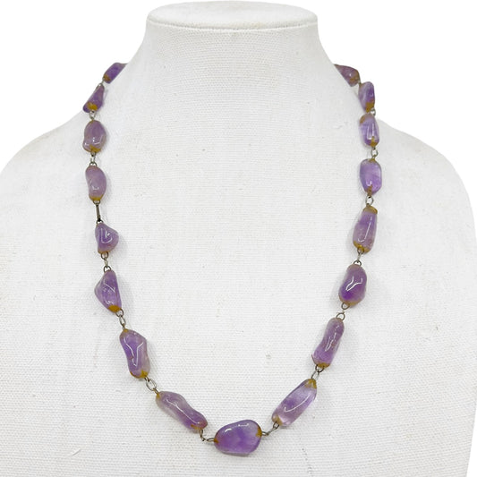 Vintage amethyst nugget bead necklace