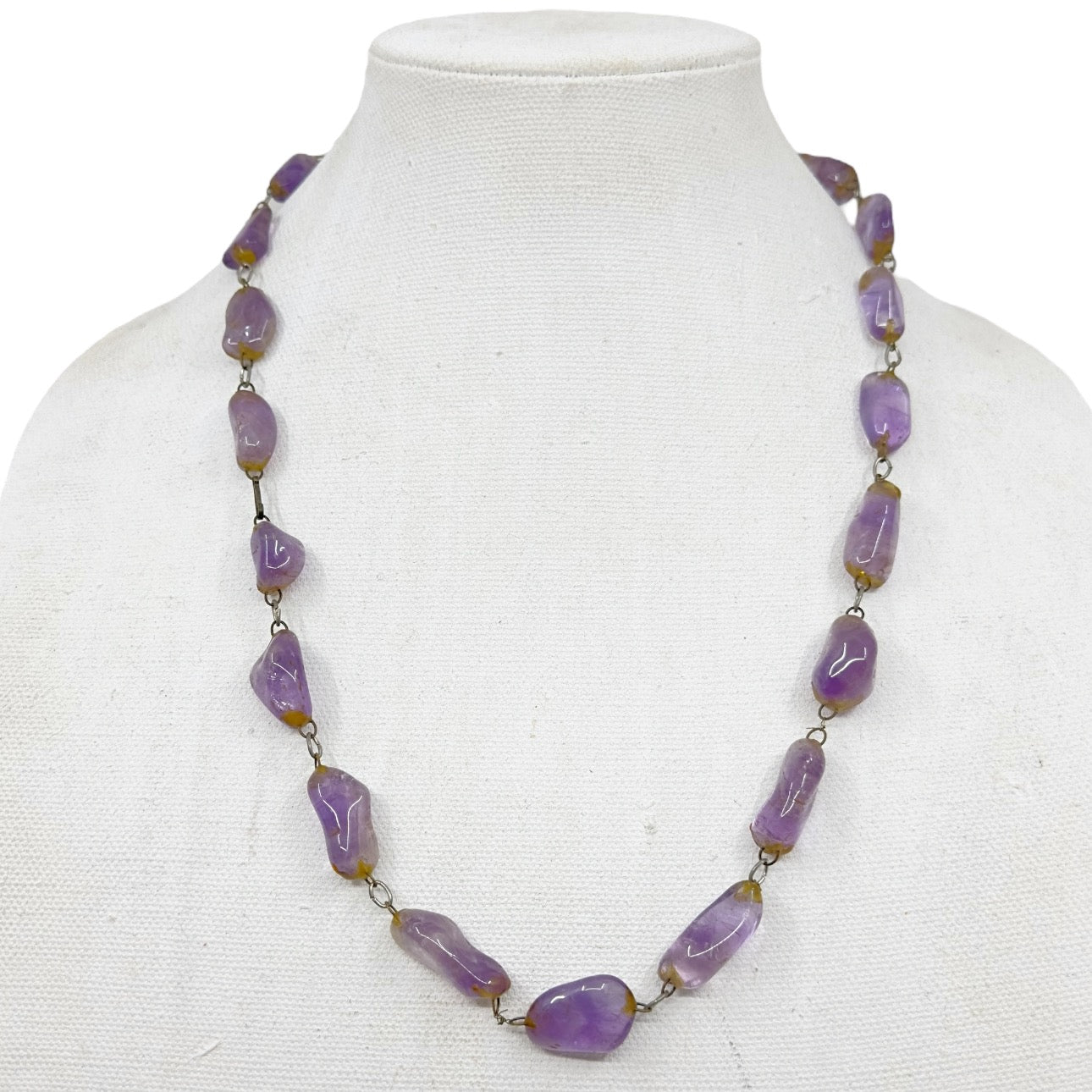 Vintage amethyst nugget bead necklace