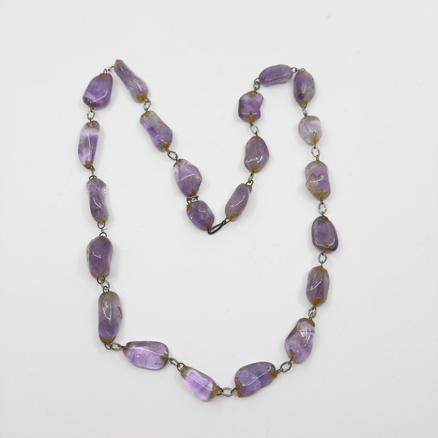 Vintage amethyst nugget bead necklace