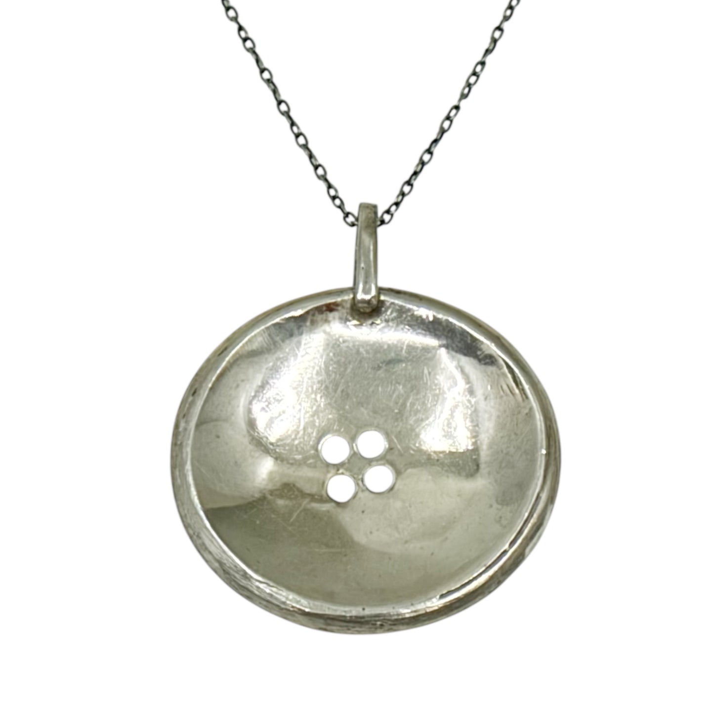 Vintage sterling silver button pendant - GM189
