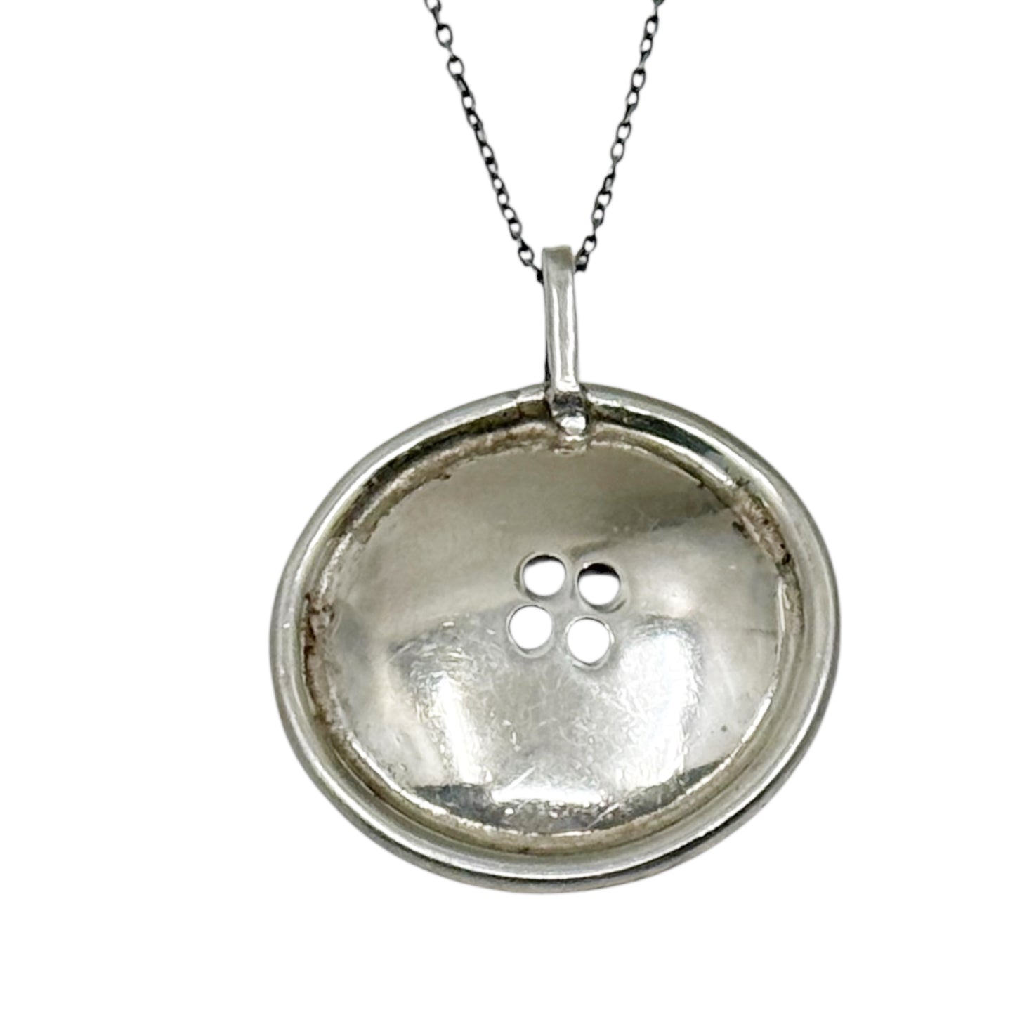Vintage sterling silver button pendant - GM189