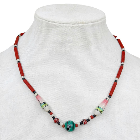 vintage Southwest hand painted bead necklace