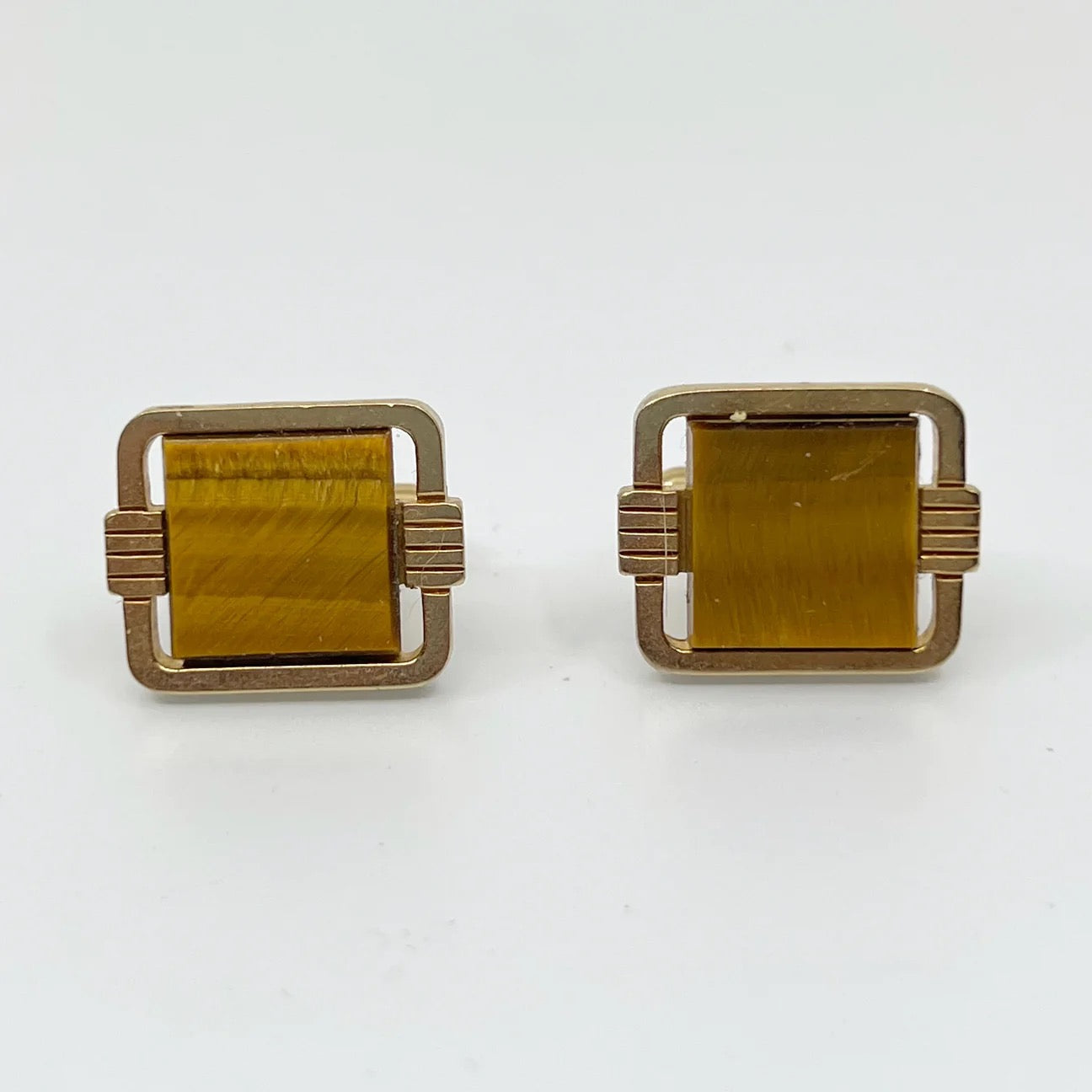 Gold filled tiger eye cufflinks