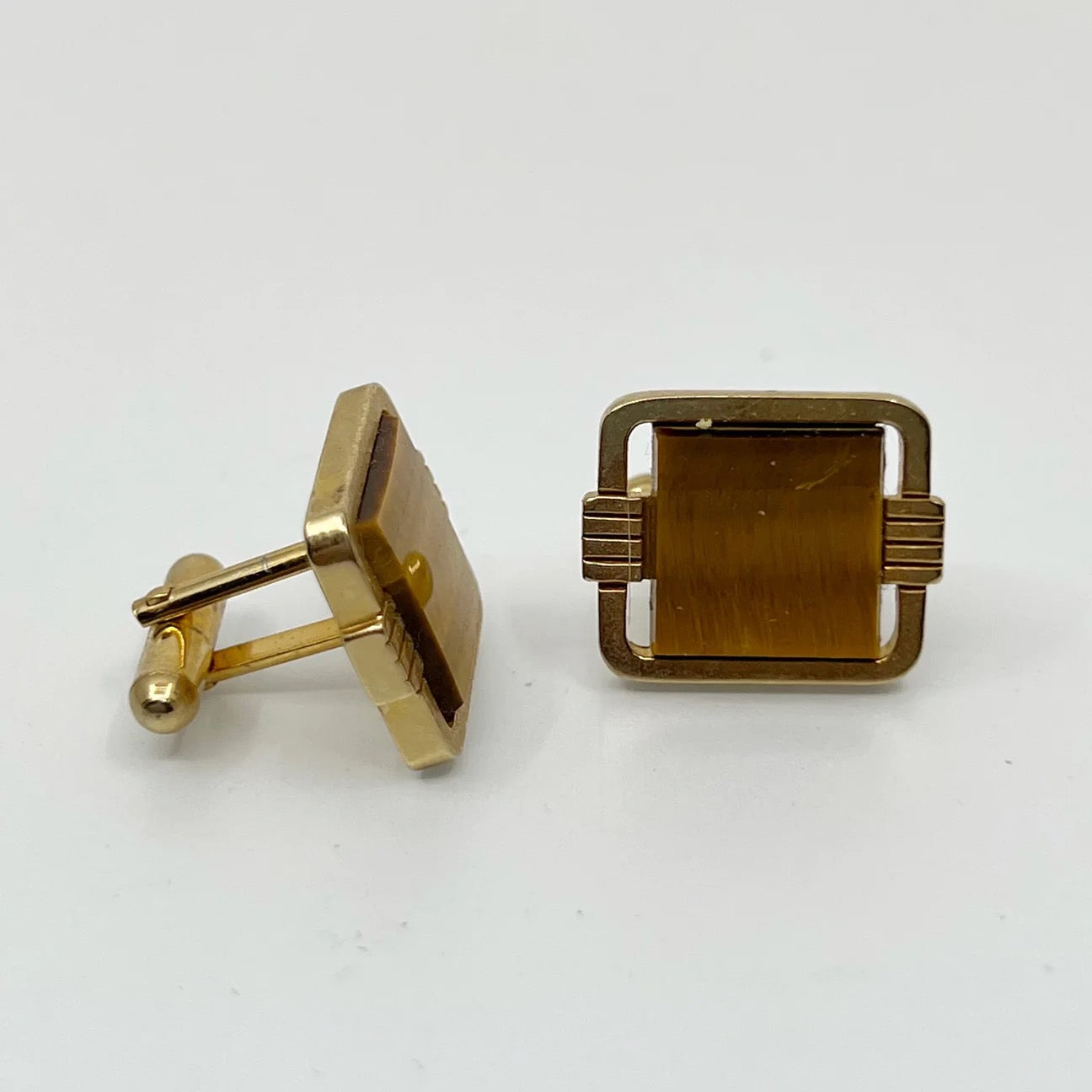 Gold filled tiger eye cufflinks