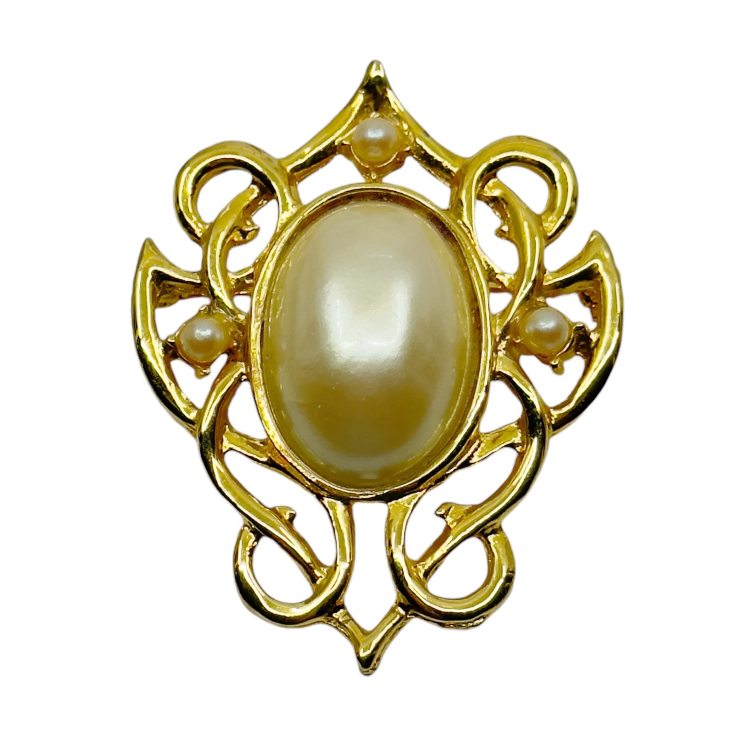 Vintage Gold Tone Mabe pearl brooch