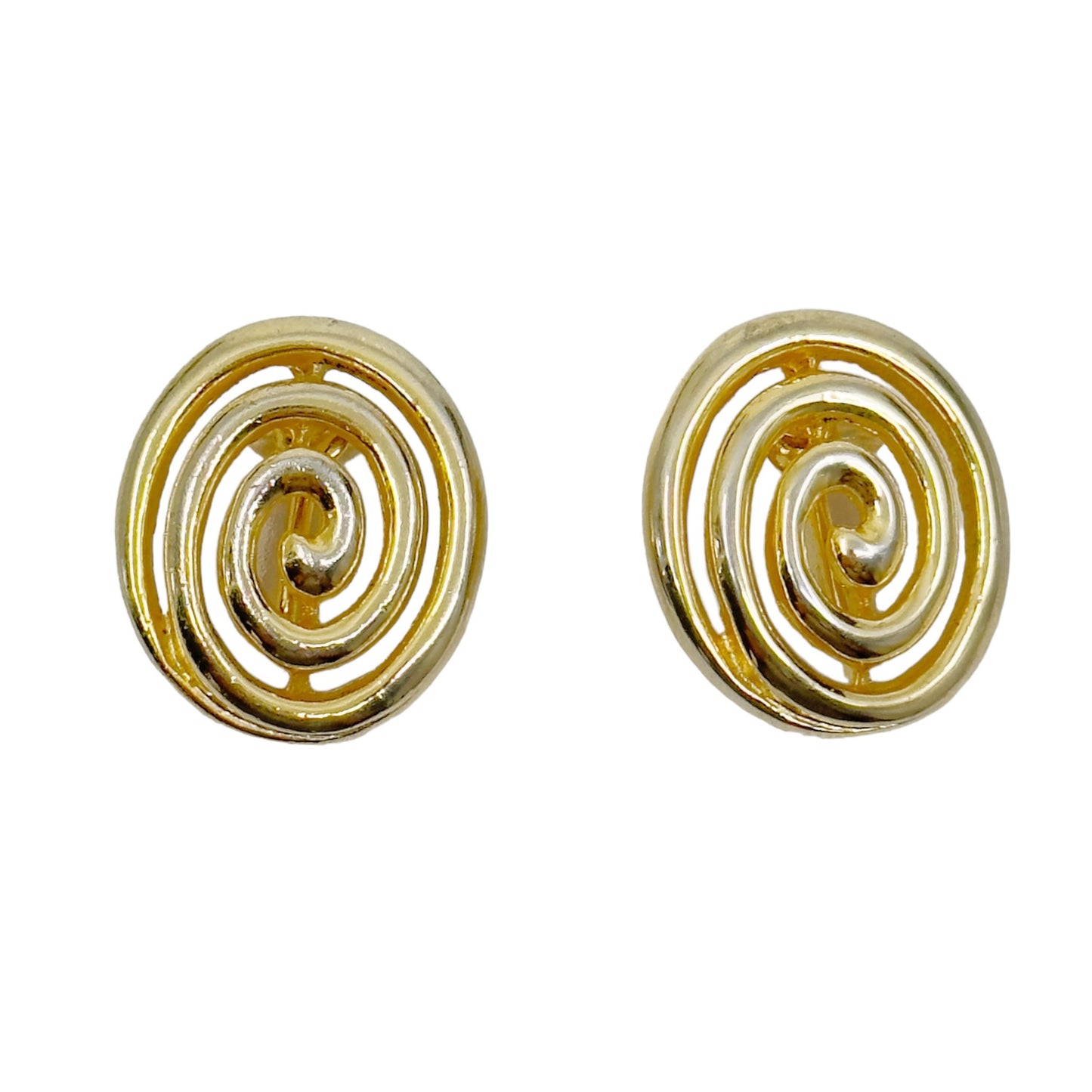 Vintage Gold tone spiral clip on earrings