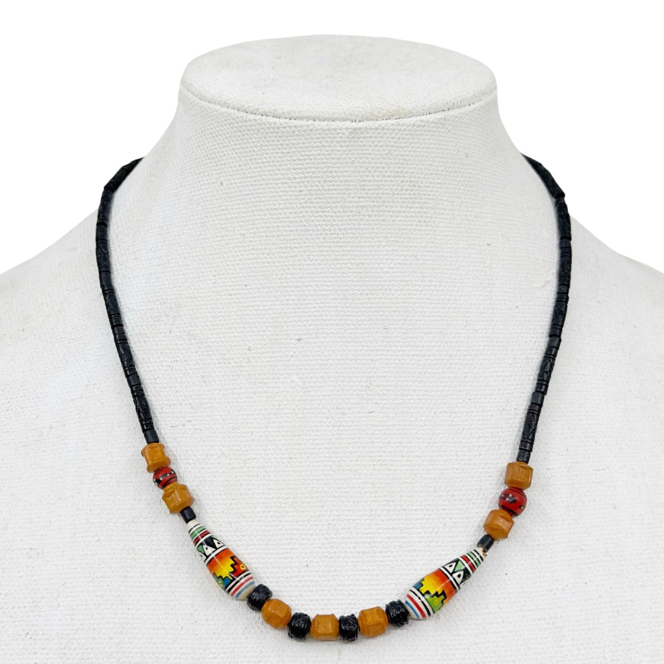 vintage Southwest hand painted bead necklace