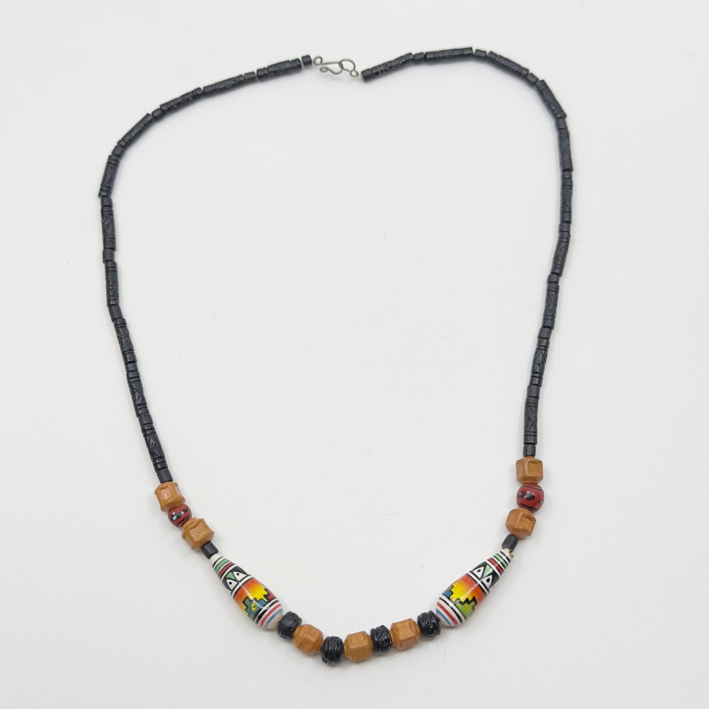 vintage Southwest hand painted bead necklace