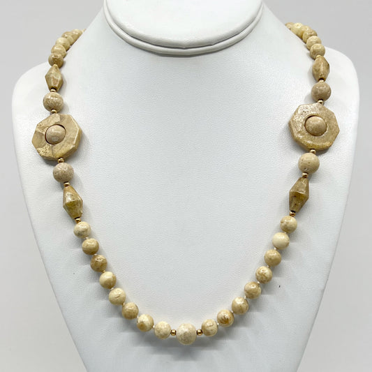 14k gold Jasper bead necklace