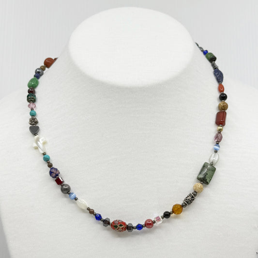 Hand Made sterling silver gemstone bead necklace GM726