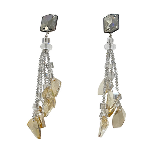 Silver tone Swarovski crystal shoulder dust drop Earrings