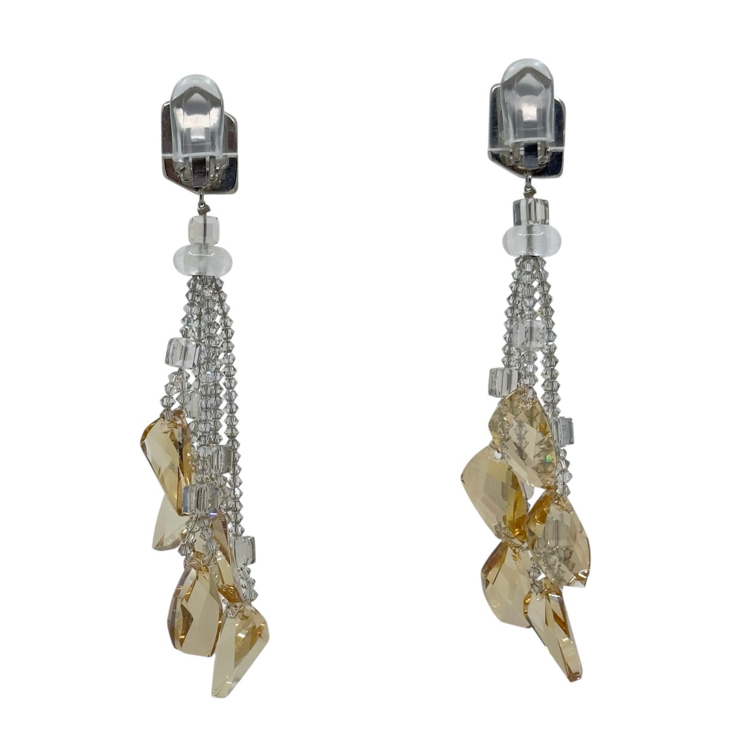 Silver tone Swarovski crystal shoulder dust drop Earrings