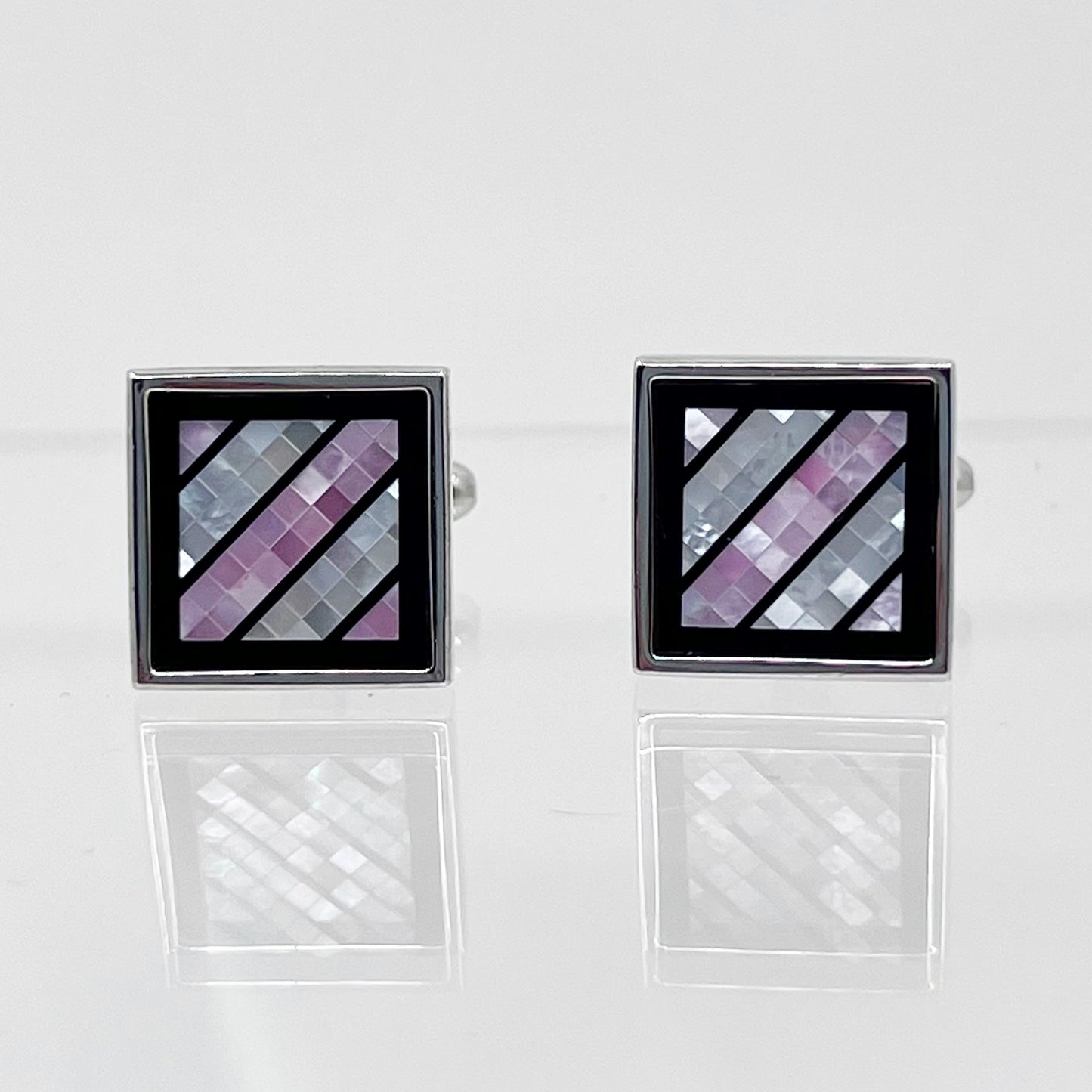 Stainless Steel mother pearl inlay cufflinks