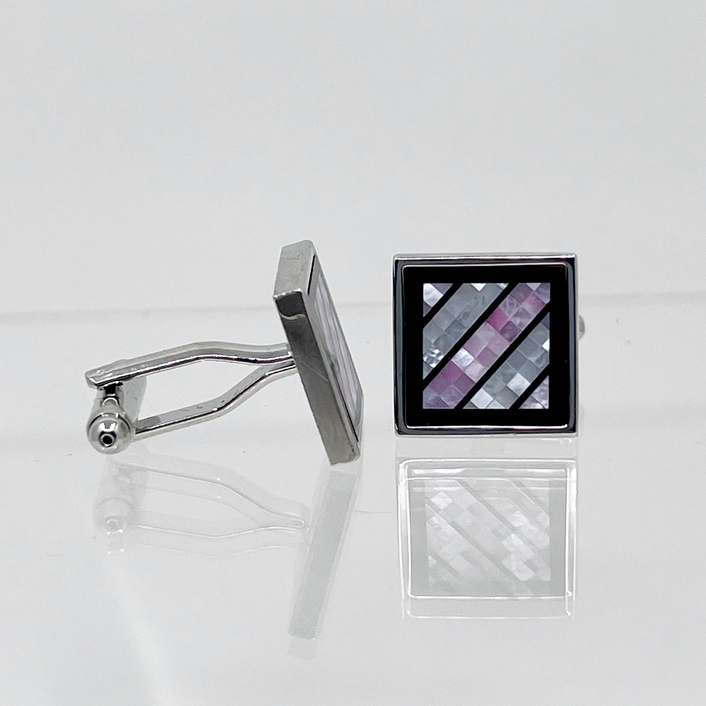 Stainless Steel mother pearl inlay cufflinks