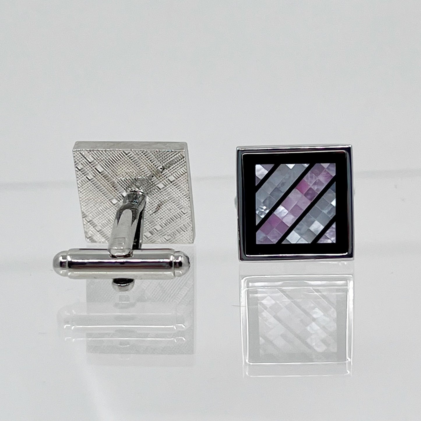 Stainless Steel mother pearl inlay cufflinks