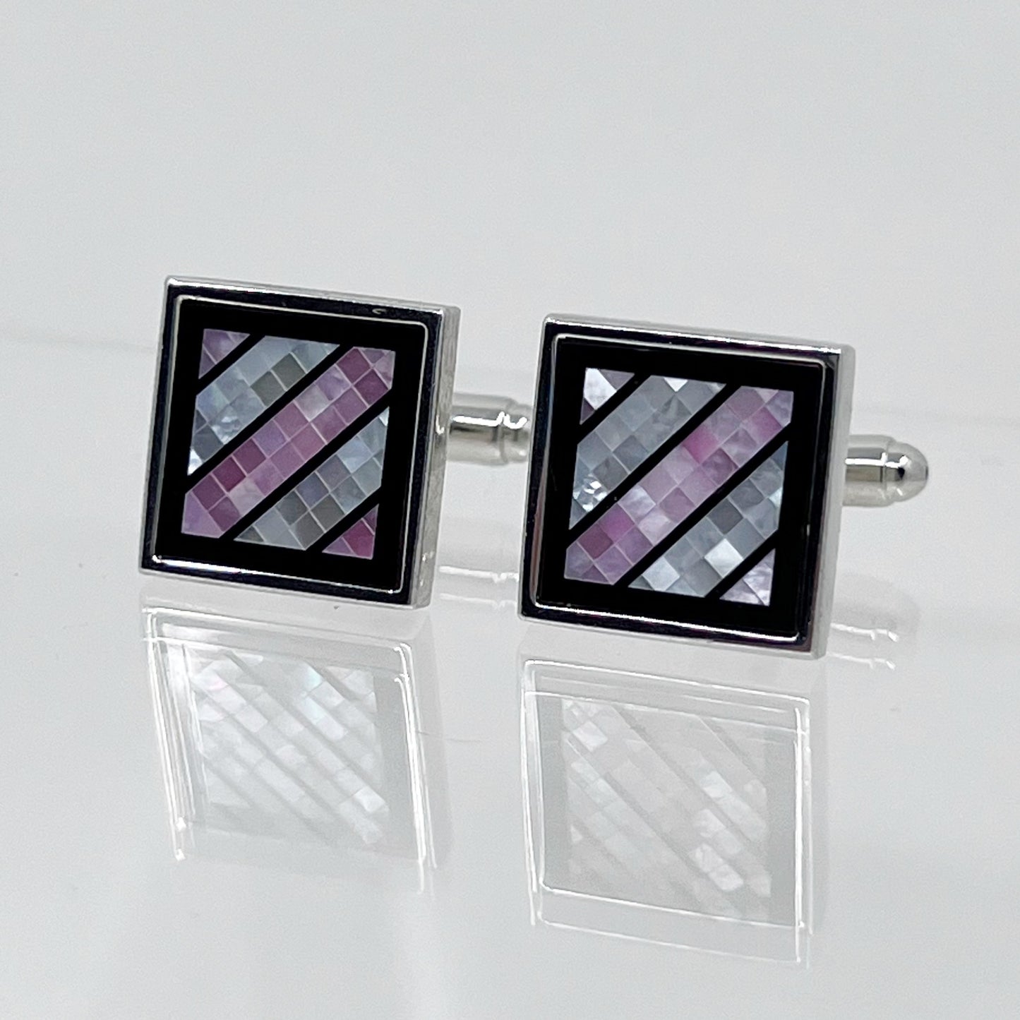 Stainless Steel mother pearl inlay cufflinks