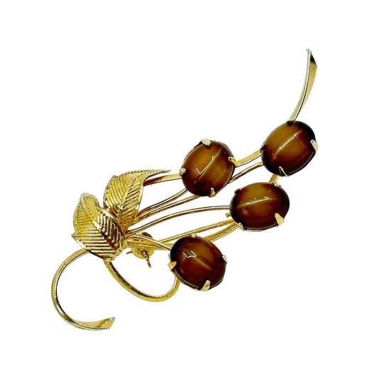 Vintage Gold Tone tiger eye Brooch