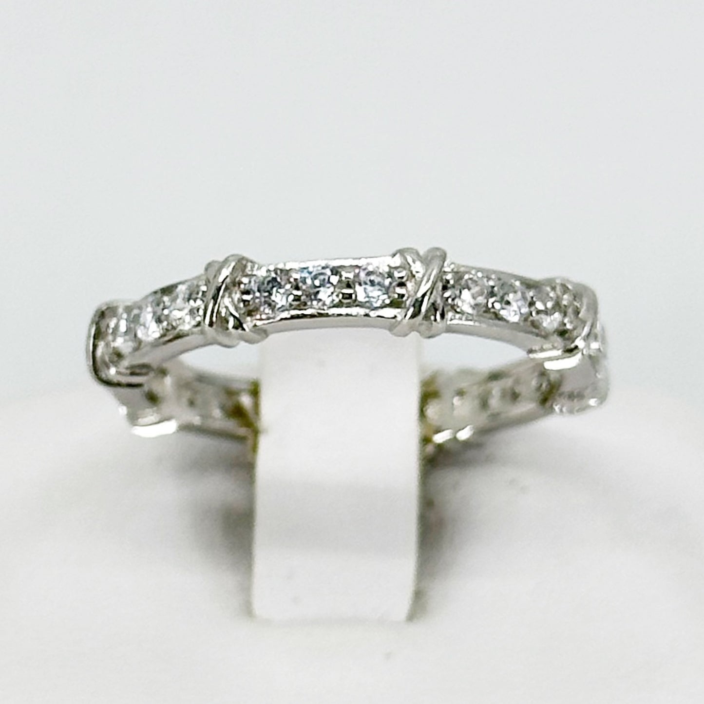 sterling silver cubic zirconia XO band ring