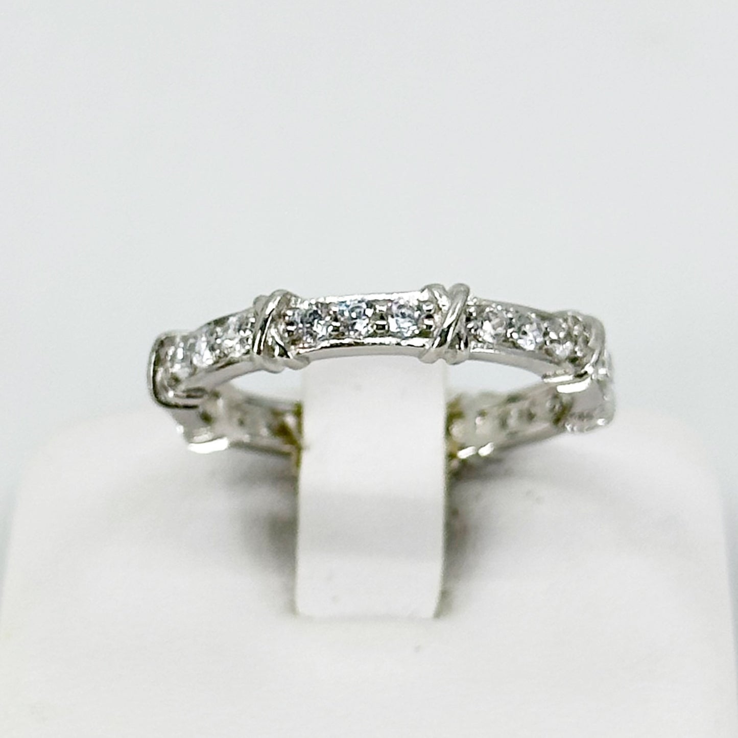 sterling silver cubic zirconia XO band ring