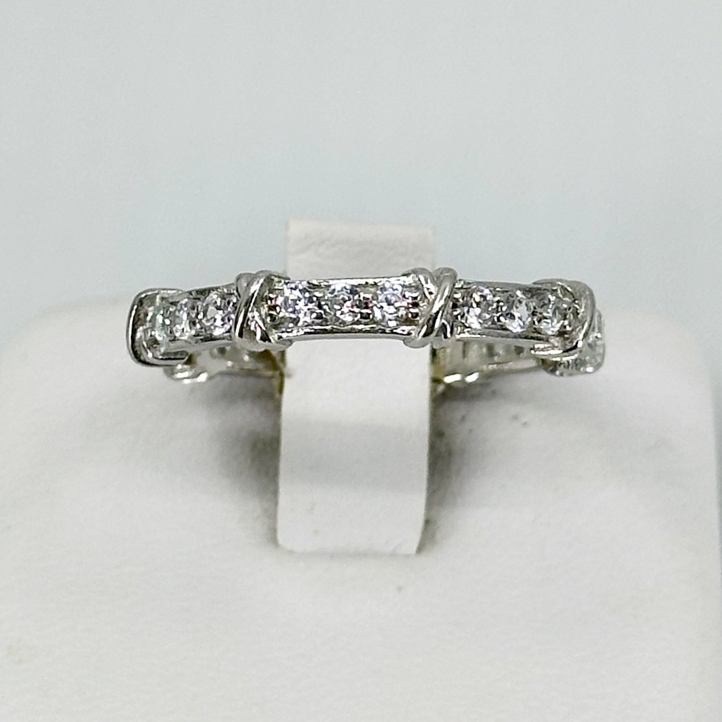 sterling silver cubic zirconia XO band ring