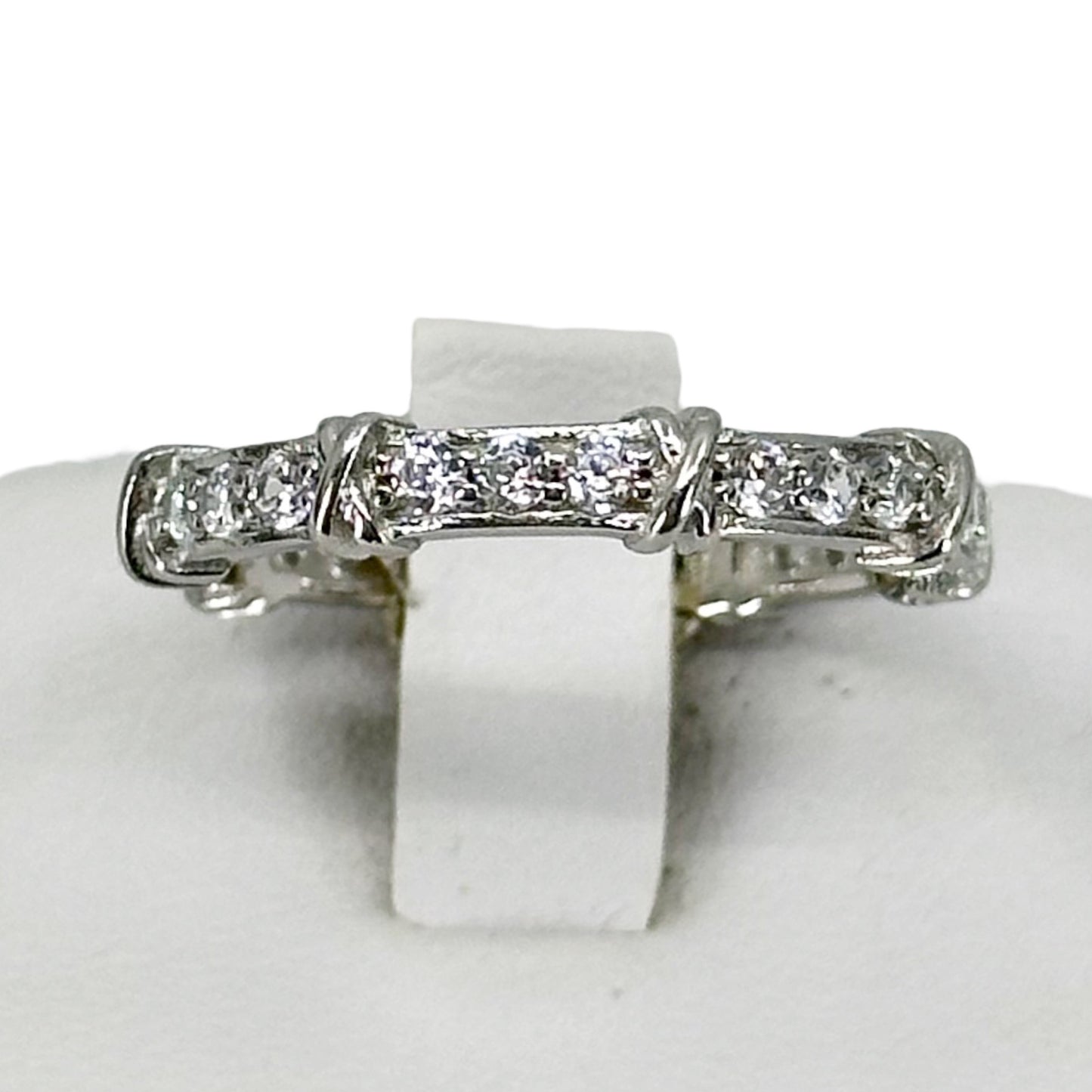 sterling silver cubic zirconia XO band ring