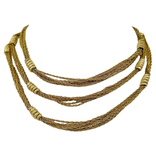 Vintage Gold tone 3 strand chain necklace