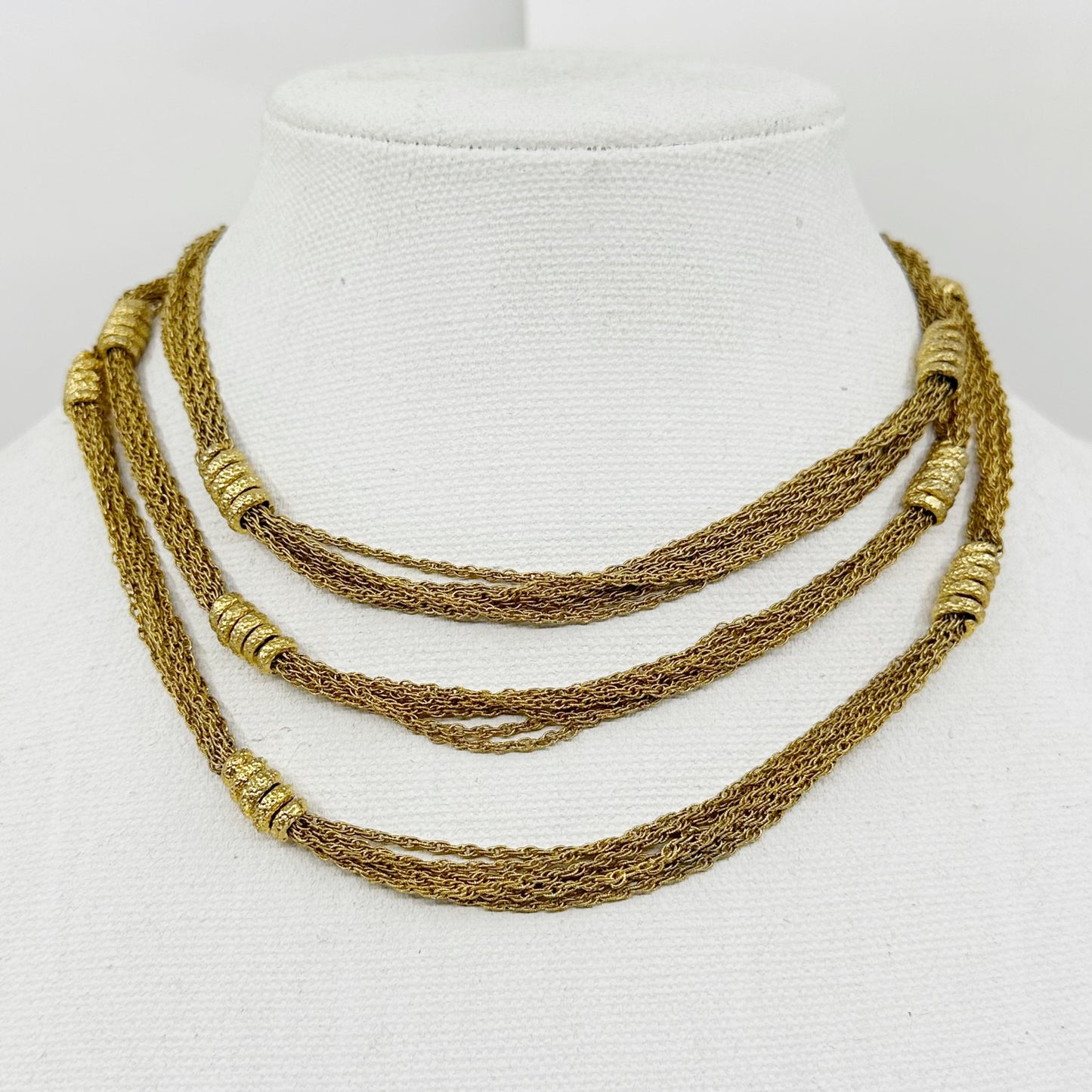 Vintage Gold tone 3 strand chain necklace