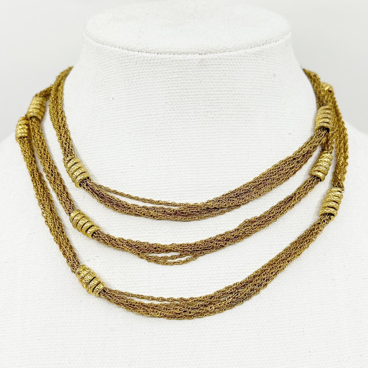 Vintage Gold tone 3 strand chain necklace