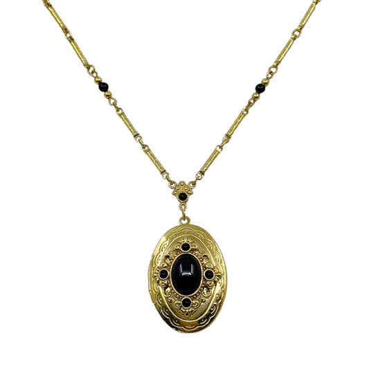 Vintage 1928 Gold tone locket pendant necklace