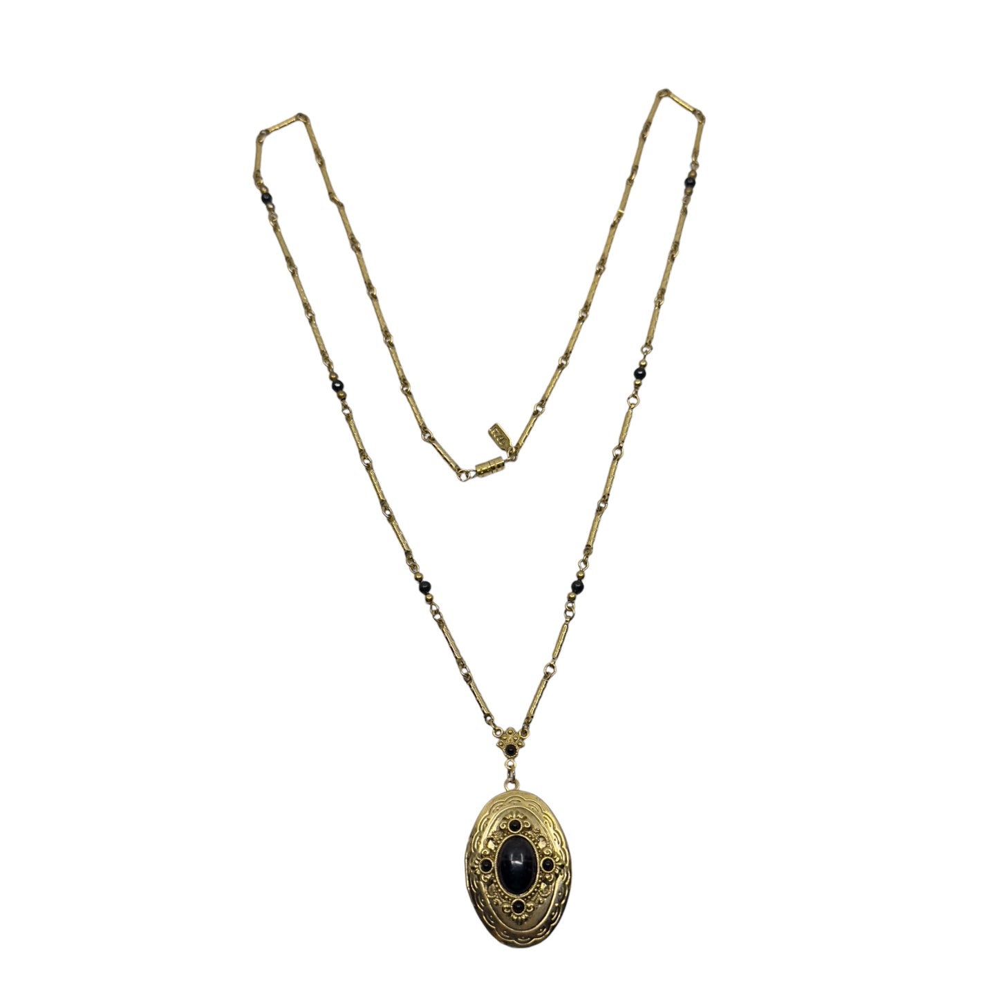 Vintage 1928 Gold tone locket pendant necklace