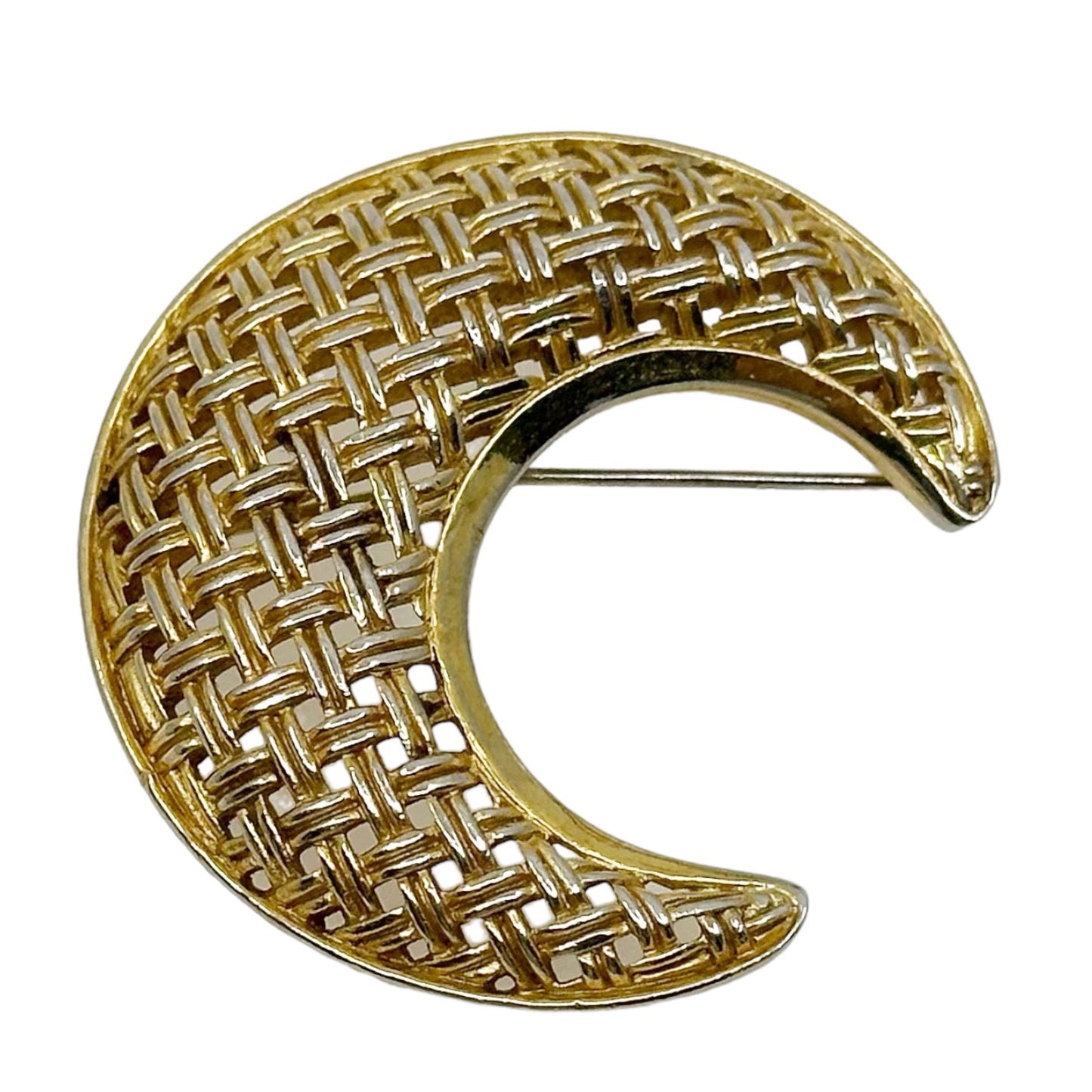 Vintage Trifari Gold Tone moon brooch