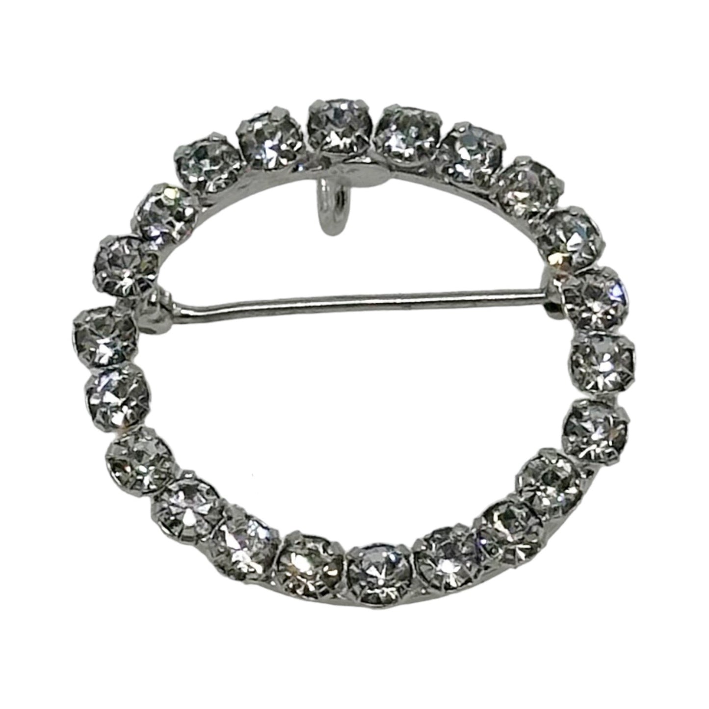 Vintage silver plated rhinestone brooch - pendant