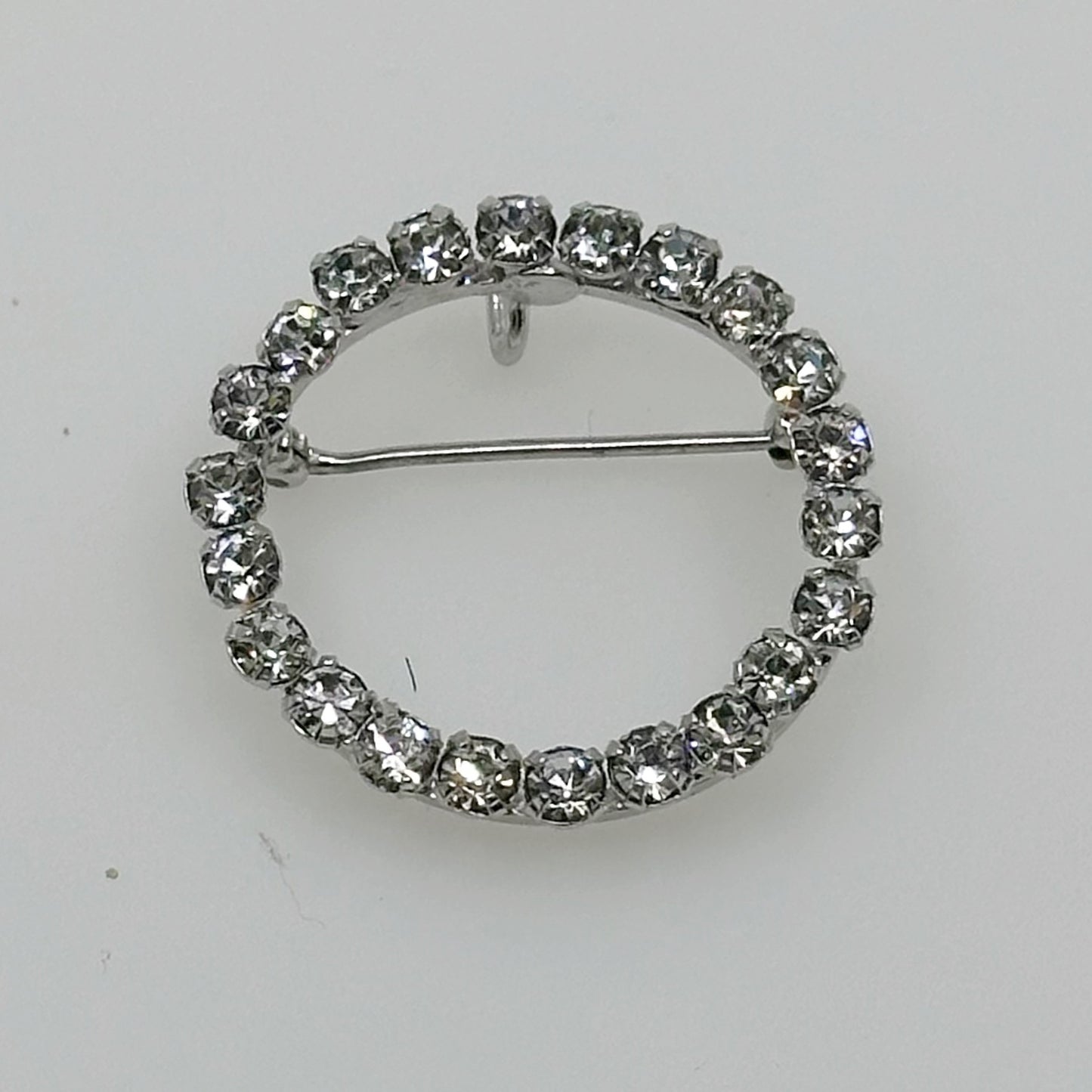 Vintage silver plated rhinestone brooch - pendant