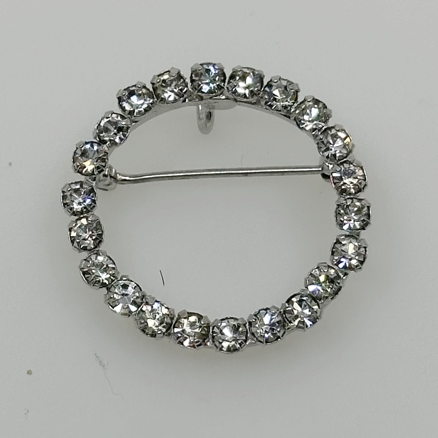 Vintage silver plated rhinestone brooch - pendant