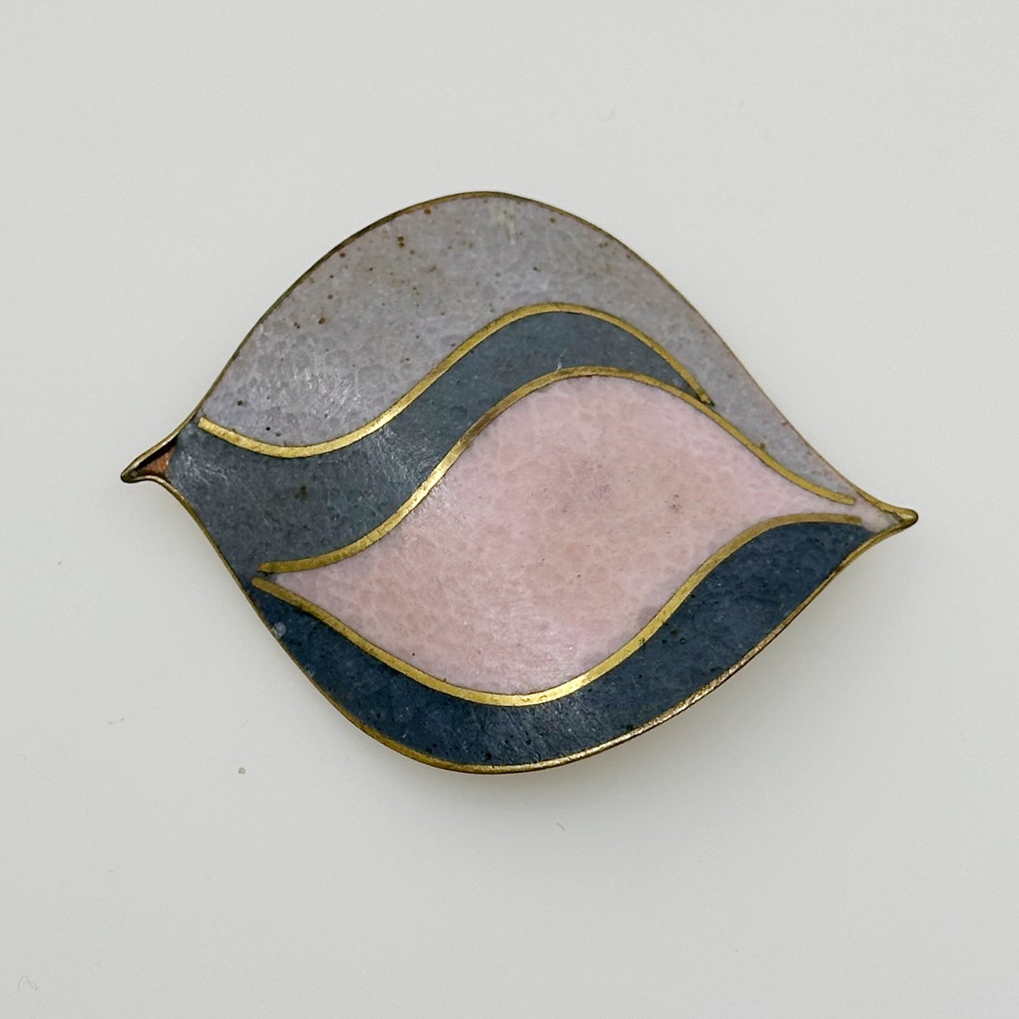 Vintage Brass enamel leaf brooch