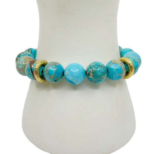 Gold Filled aqua terra jasper  bead stretch bracelet