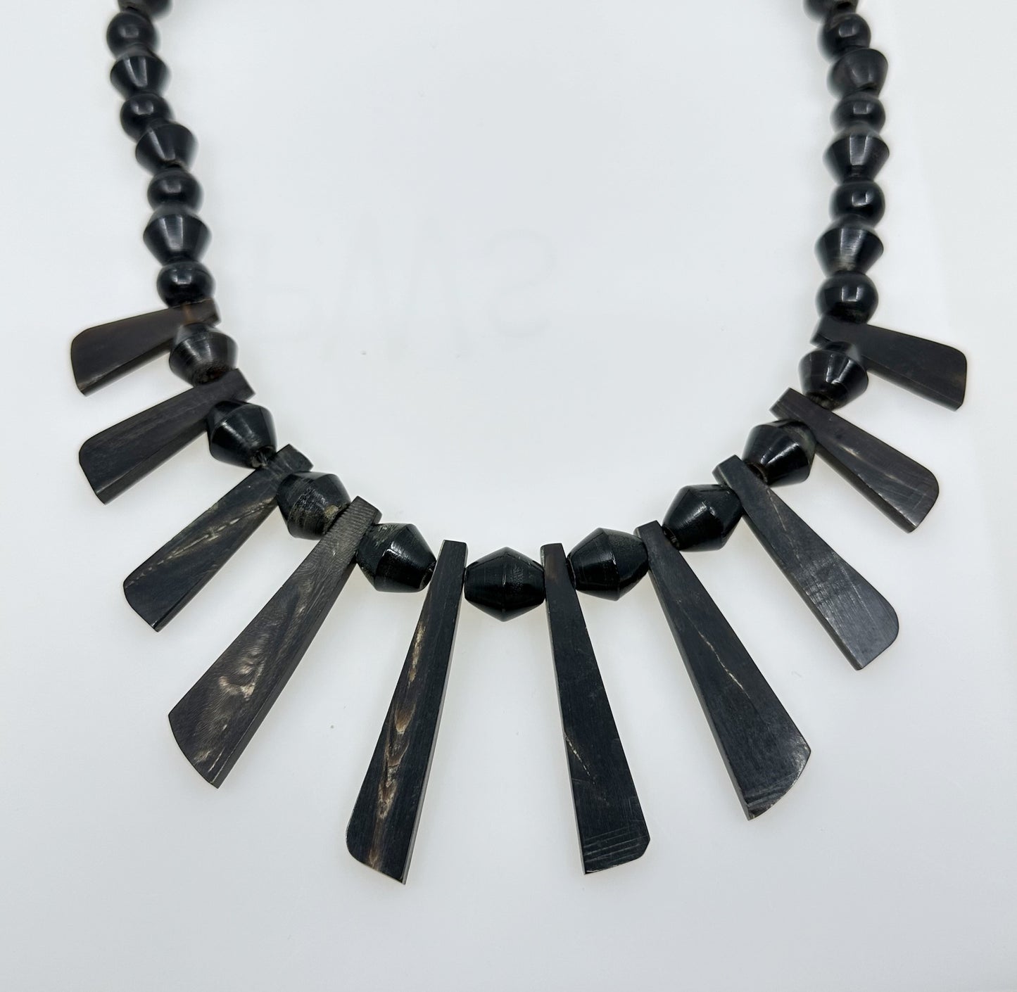 Vintage carved horn beads Nefertiti necklace