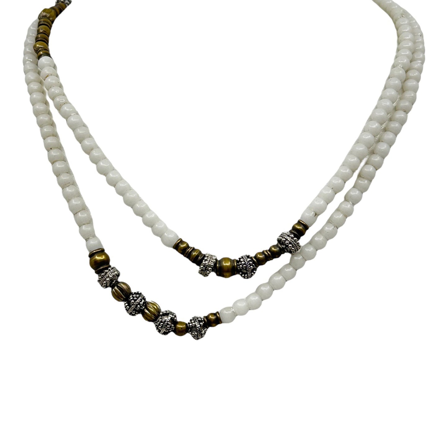 Hand Made Glass & brass beads necklace